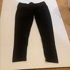 Black Textured Pants